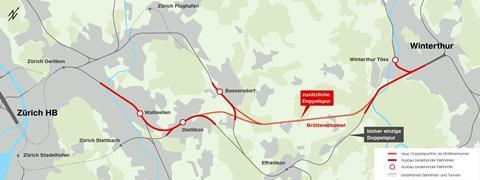 MehrSpur Zürich–Winterthur map