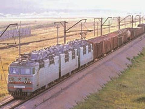 Freight train in Kazakhstan.