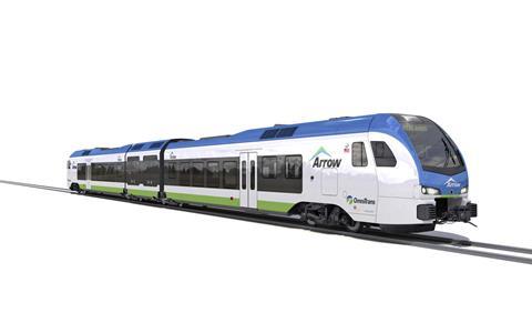 Stadler Flirt H2 hydrogen fuel cell multiple-unit for San Bernadino County Transportation Authority