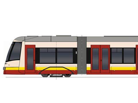 Drawing of PESA 120N tram design for Warszawa.