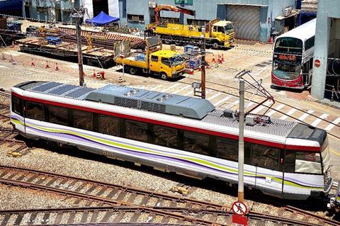 One of the LRVs has been fitted with roof-mounted photovoltaic panels to test the use of renewable energy to power the interior lighting.