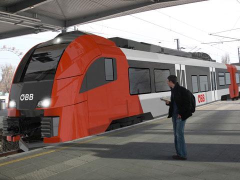 Impression of Siemens Desiro ML electric train for Austrian Federal Railways.