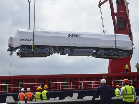 Two National Railway Equipment Co GT26 locomotives for Sitarail  were unloaded at the Port of Abidjan on June 24.