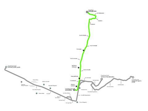 Bologna tram Green Line map (Photo Bologna Comune)