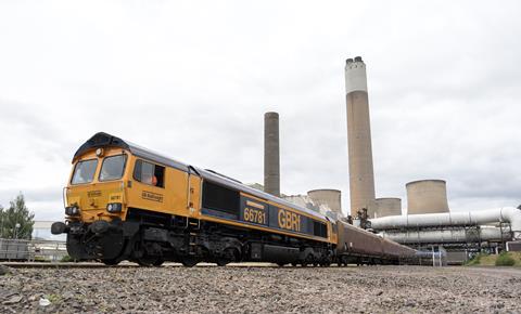 GBRf 66781 leaves Ratcliffe-on-Soar power station