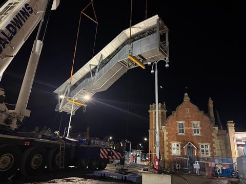 Stowmarket footbridge unstallation (Photo Greater Anglia)