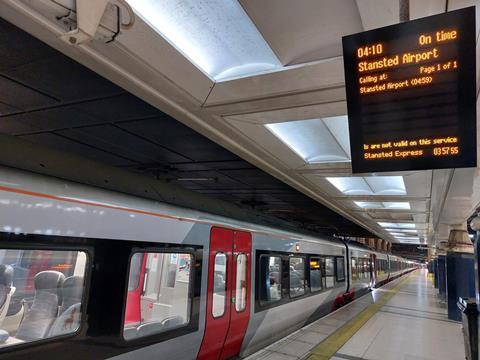 First nationalised Greater Anglia service at London Liverpool Street (Photo GA)