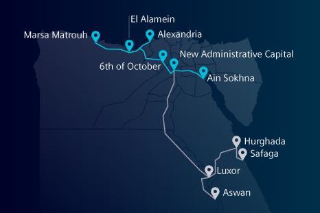 Map of planned rail project in Egypt (Image Siemens Mobility)