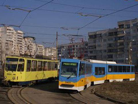 Trams in Sofia.