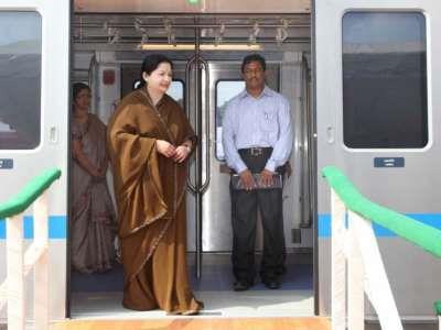 Tamil Nadu Chief Minister J Jayalalithaa flagged off the first test train.