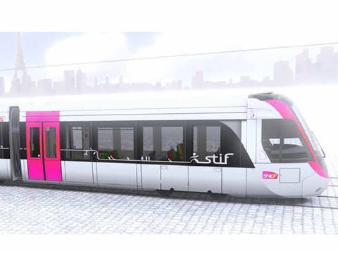 Alstom Dualis tram for the Tram-Express Nord project in Paris.