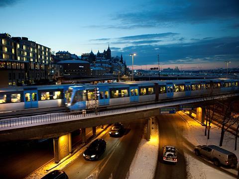 Stockholm metro trains.