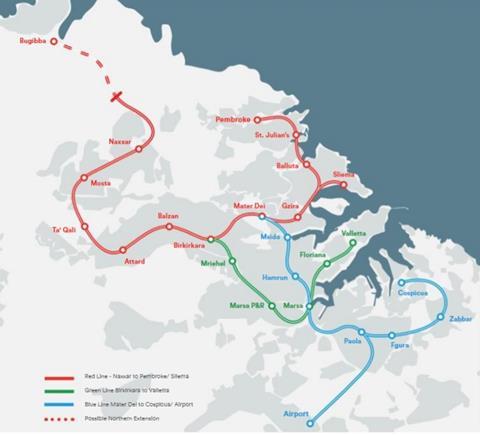 Malta metro proposal map