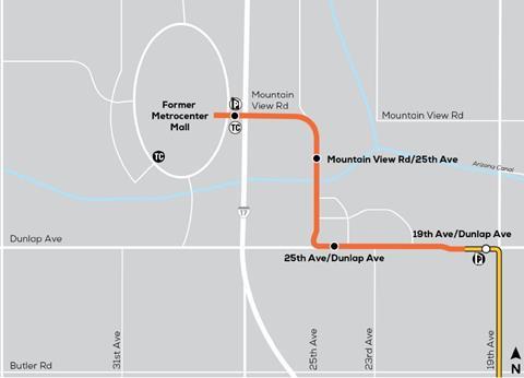 Phoenix Valley Metro extension map (Image Valley Metro)