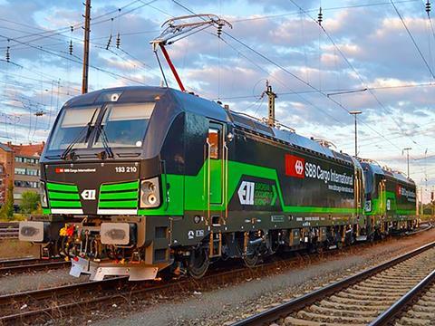 Swiss Federal Railways’ Siemens Vectron multi-system electric locomotive.