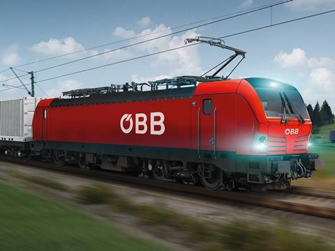 Siemens Vectron electric locomotive for Austrian Federal Railways.