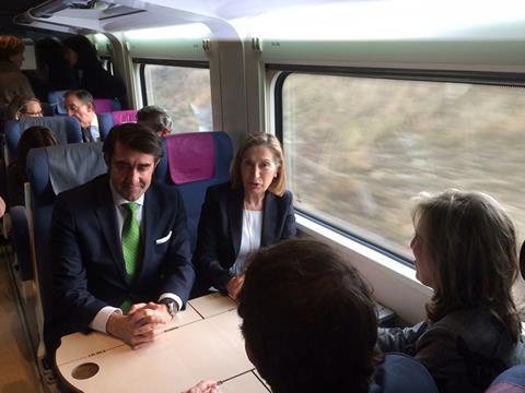 Development Minister Ana Pastor is seen here during an earlier test run between Medina del Campo and Salamanca.