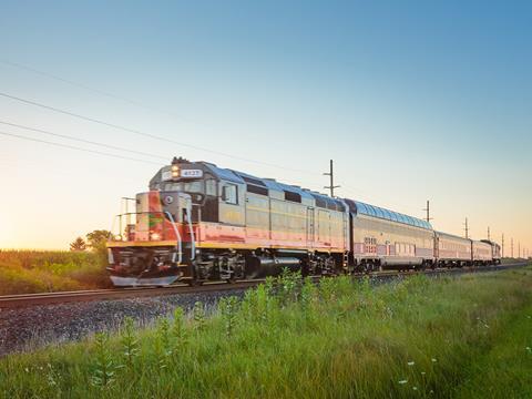 Iowa Pacific has been providing rolling stock and onboard services for the Hoosier State since mid-2015. (Photo: INDOT/Jay Wasson)