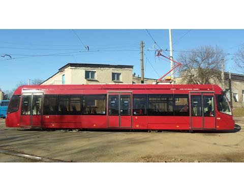 Belkommunmash Type BKM-802 single-section tram.