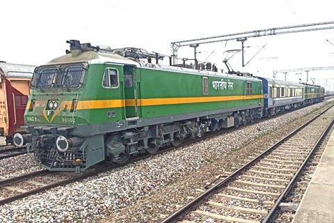 WAG-9HH 9 000 hp electric loco built by Chittaranjan Locomotive Works on test