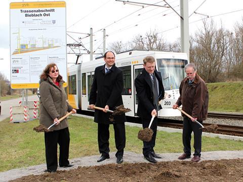 Sod-turning ceremony for the Gera tram expansion and upgrade.