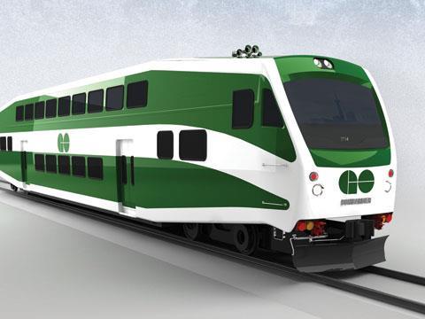 Bombardier Transportation's updated BiLevel car for GO Transit.