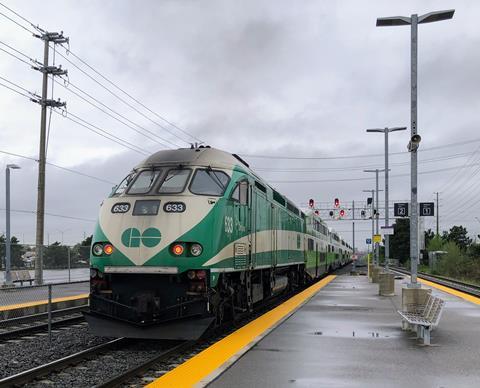 ca-GO Transit set leaving Malton ON May 2025-NJAK